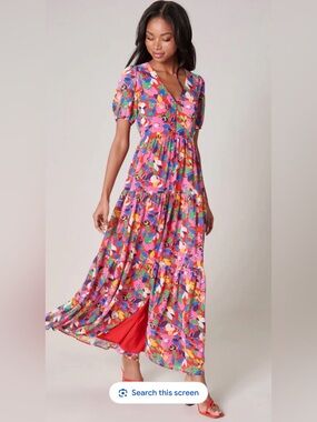 Sugarlips Pink Floral V-Neck Tiered Maxi Dress NEW WITH TAGS!💖